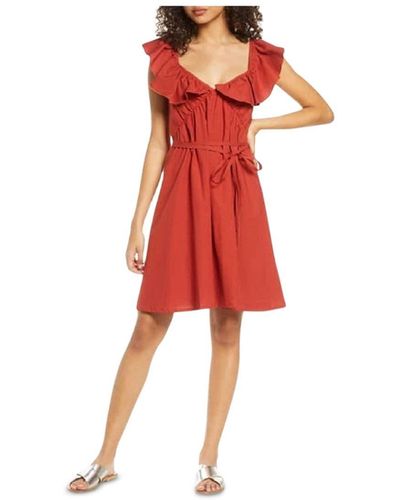 French Connection Adoni Poplin Dress - Red
