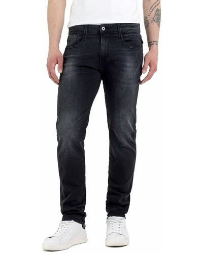 Replay Jeans da Uomo Anbass Slim Fit con Power Stretch - Blu