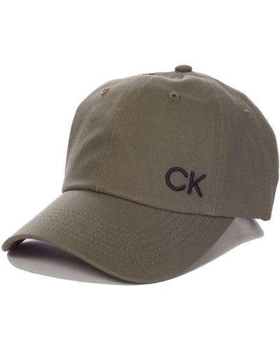 Calvin Klein Cappello da golf da uomo in cotone Twill One Size CK Logo 6 pannelli - Verde