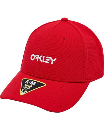 Oakley 6 Panel Stretch Metallic Hat Hut - Rot