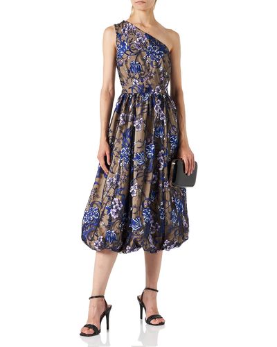 TRUTH & FABLE Kleid mit Blumenmuster und Asymmetrischer Schulterpartie - Blau