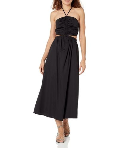 The Drop Brinda Cotton Cutout Halter Maxi Dress - Black