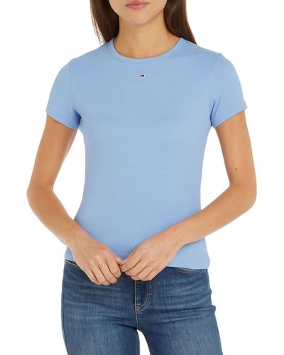 Tommy Hilfiger Tjw Slim Essential Rib Ss Ext Dw0dw17383 S/s T-shirt - Blue