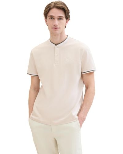 Tom Tailor Basic Piqué Poloshirt mit Stehkragen - Weiß