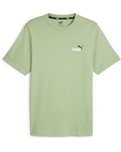 PUMA Essentials+ zweifarbiges T-Shirt mit kleinem Logo - Grün