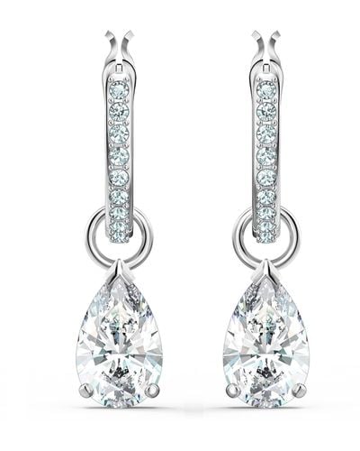 Swarovski Attract Circle Pierced Earrings With Circle Cut Crystals And Matching Pavé On A Rhodium Plated Post With Butterfly Back Closure - White