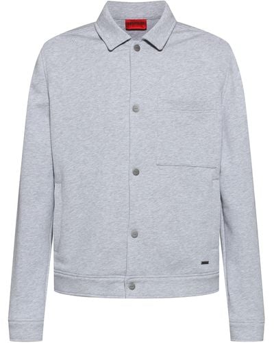 HUGO Slim-fit Jacket In Melange Cotton - Multicolour