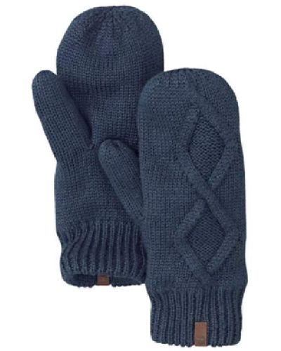 Timberland S/ladies Leather Loop Cable Knit Mittens - Blue