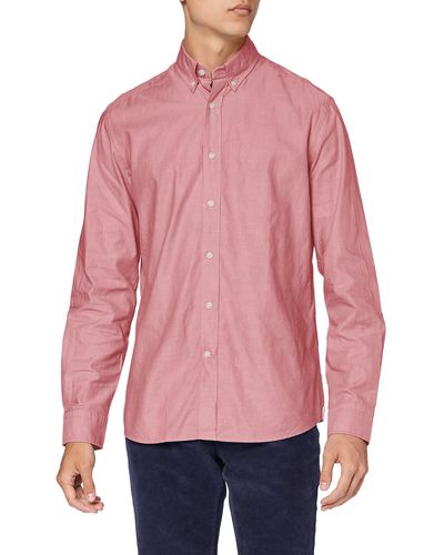 Hackett Hkt Washed Pinpoint Casual Shirt, - Red