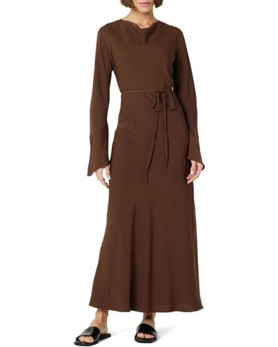 The Drop Flared Sleeve Maxi Dress By @withloveleena - Brown
