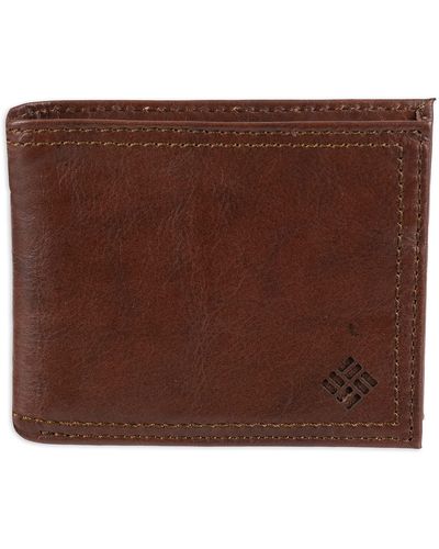 Columbia Leather Extra Capacity Slimfold Wallet,light Brown