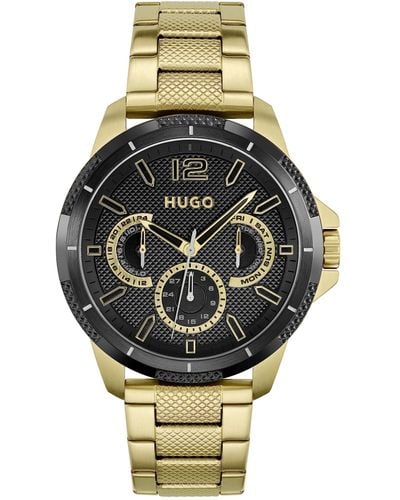 HUGO Analogue Multifunction Quartz Watch For Men With Gold Colored Stainless Steel Bracelet - 1530196 - Multicolour