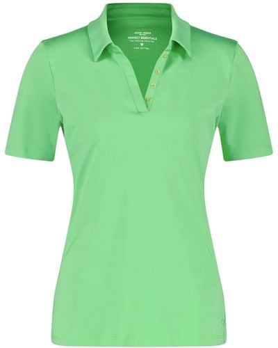 Gerry Weber Poloshirt aus Baumwolle Kurzarm unifarben Bright Apple 48 - Grün