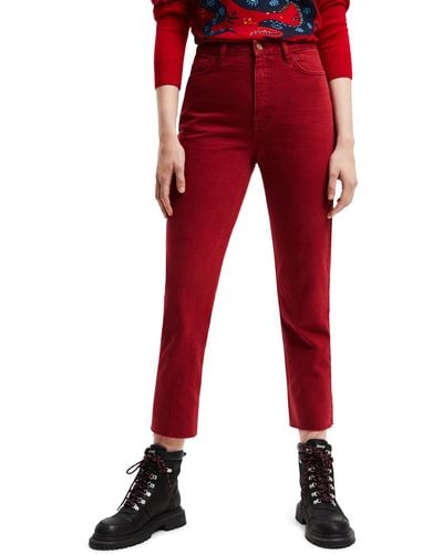 Desigual Cropped Jeans - - Dames - Rood