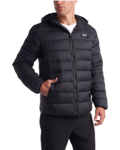 Reebok Jacket – Lightweight Hooded Quilted Puffer Coat – Warm Insulated Winter Jacket For - Blue