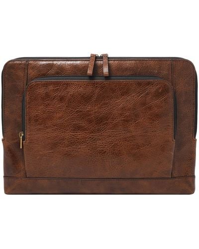 Fossil Leather Laptop Folio - Brown