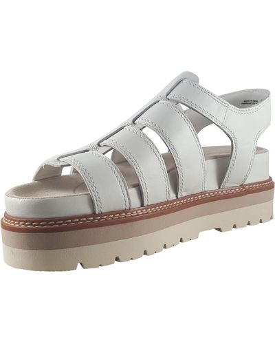 Clarks Orianna Twist Leather Sandals In Off White Standard Fit Size 8 - Metallic