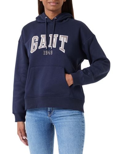 GANT Rel Logo Hoodie Hooded Sweatshirt - Blue