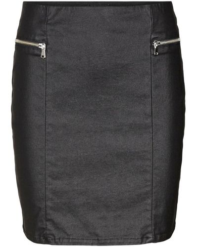 Vero Moda Vmlizz Hr Zipper Coated Skirt - Black