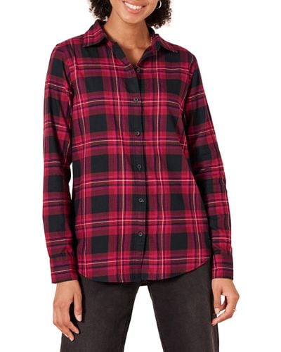 Amazon Essentials Long-Sleeve Classic-Fit Lightweight Plaid Flannel Shirt Athletic-Shirts - Multicolor