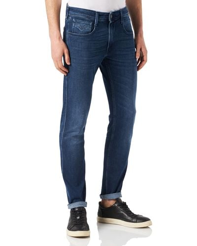 Replay Hyperflex Re Used Anbass Slim Tapered Jeans Stonewash Blue