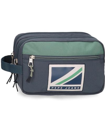 Pepe Jeans Tom Toiletry Bag Two Compartments Adaptable Blue 26x16x12 Cms Polyester - Green