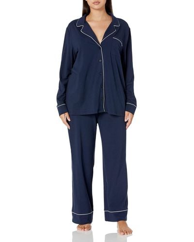 Amazon Essentials Cotton Modal Long Sleeve Shirt And Full Length Pant Pajama Set - Blue