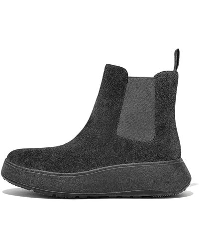 Fitflop F-mode Suede Flatform Chelsea Boots Ankle - Black