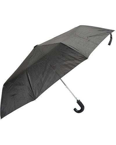 Mountain Warehouse Walking Umbrella - Plain, Lightweight Brolly, Curved Handle, Packaway Bag, Easy Care - Ideal For Picnics, - Black