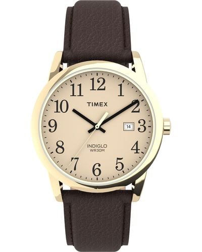 Timex Tw2p75800 Easy Reader 38mm Brown/gold-tone/cream Leather Strap Watch - Multicolor