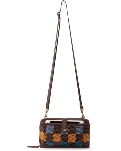 The Sak Iris Large Smartphone Crossbody Bag In Crochet And Faux Leather - Natural