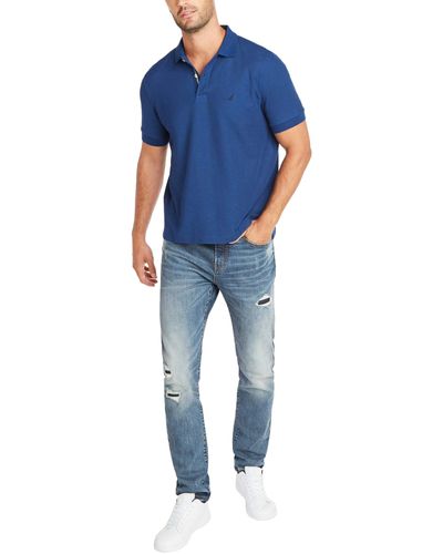 Nautica Classic Short Sleeve Solid Polo Shirt Poloshirt - Blau