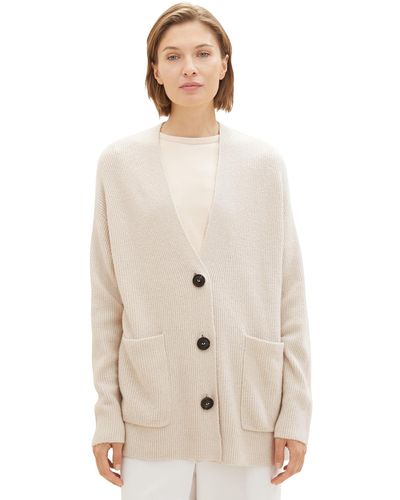 Tom Tailor Longstyle Cardigan mit Taschen - Natur