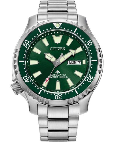 Citizen Promaster Dive Fugu Automatic Silver Stainless Steel Watch - Green