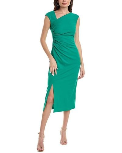Anne Klein Asymmetrical Scuba Crepe Midi Dress - Green