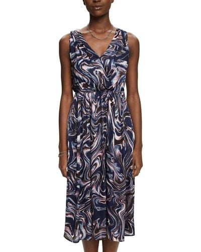 Esprit Collection Midi-jurk Met Allover-print - Blauw