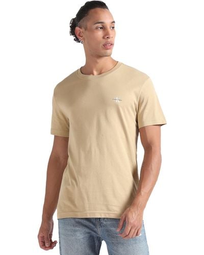 Calvin Klein Pack Of 2 Short-sleeve T-shirt Monologo Crew Neck - Natural