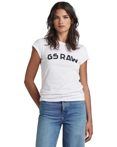 G-Star RAW Slim Chest Print Top T-Shirt - Weiß