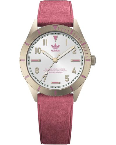 adidas Pink Eco-leather Strap Watch - Red