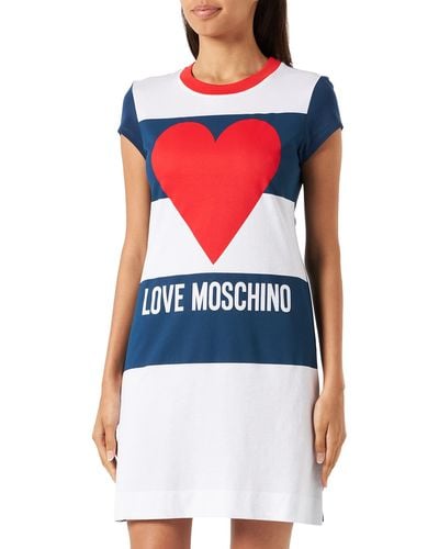 Love Moschino Robe à ches Courtes Coupe ajustée - Bleu