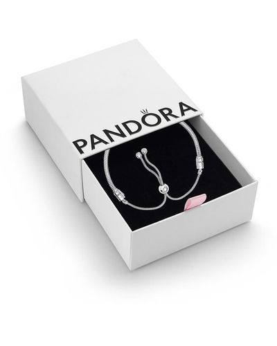 PANDORA Moments Sterling Silver Snake Chain Slider Bracelet - Black