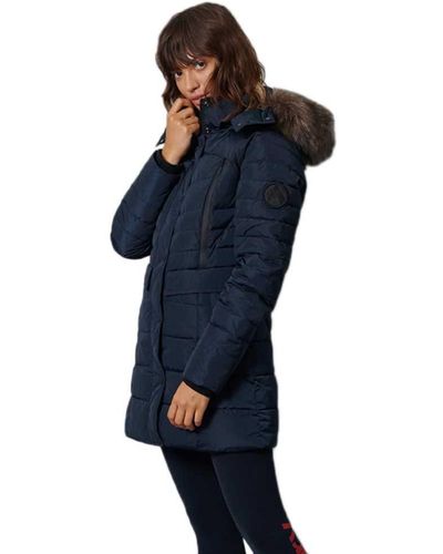 Superdry Lange Glacier Parka Voor - Blauw