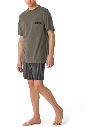 Schiesser Schlafanzug kurz Rundhals-Nightwear Set Pyjamaset - Mehrfarbig