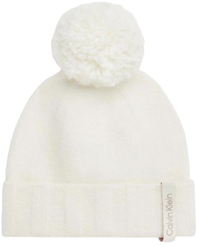 Calvin Klein Cappello con ponpon - Bianco