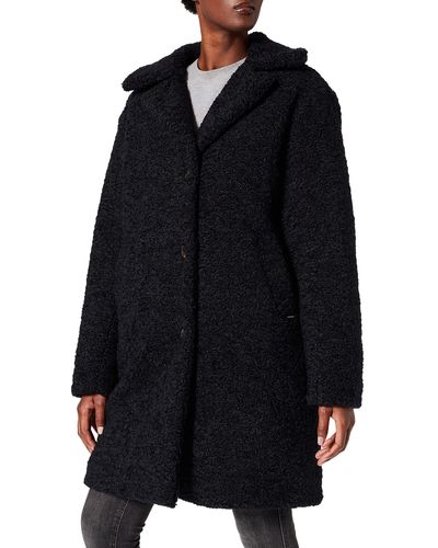 Scotch & Soda Maison Single-Breasted midi-Length Teddy Coat with Repreve Padding Wollmischungs-tel - Blau