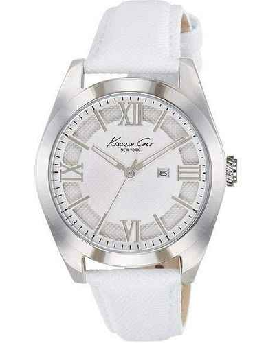 Kenneth Cole Analog Quarz Uhr mit Leder Armband 10021282_Blanco - Weiß