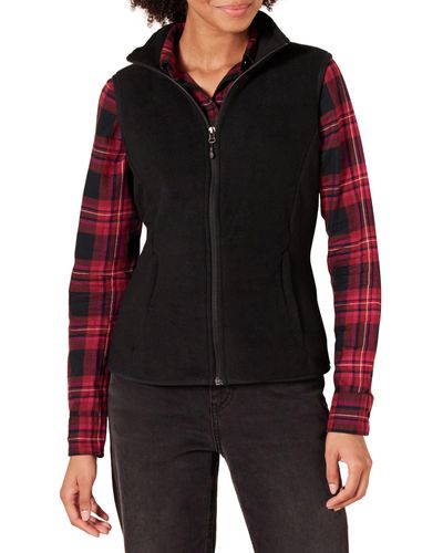 Amazon Essentials Plus Size Full-Zip Polar Fleece Vest Outerwear-Vests - Negro