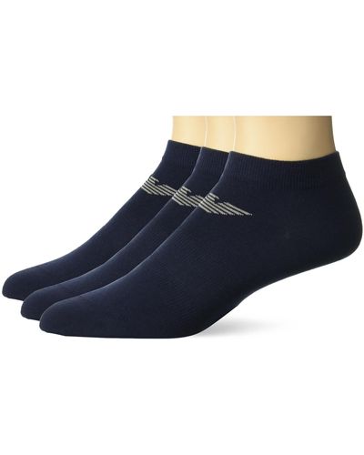 Emporio Armani 3er-Pack Sneaker-Socken mit Eagle-Logo - Blau