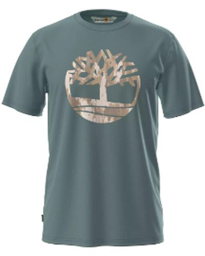 Timberland Camo Tree Logo Short Sleeve Tee Unterhemd - Blau