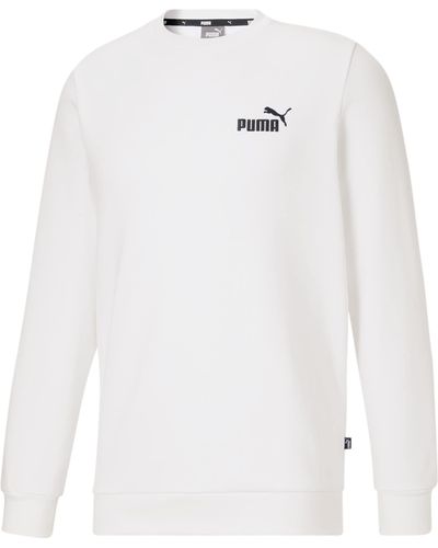 PUMA Essentials+ Embroidery Logo Fleece Crew - White